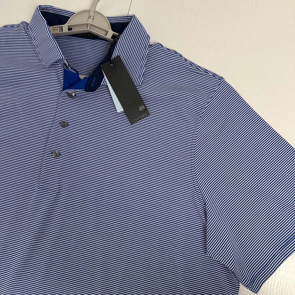 Greyson Performance Polo Mens XXL Royal Blue Arctic Striped Golf Shirt NEW
